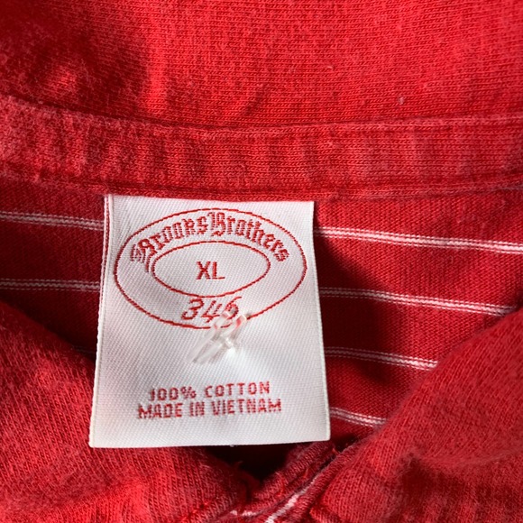 Brooks‎ Brother 346 Mens Polo Shirt Size XL Red/White Striped Short Sleeves - Picture 8 of 11